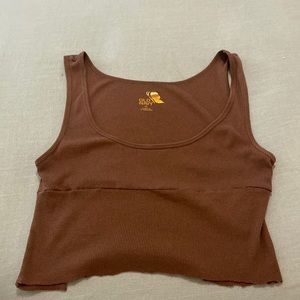 Brown, cropped tank top.